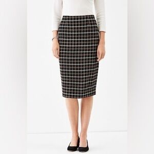 J JILL Houndstooth Print Ponte Pencil Skirt Size XS Office Siren
